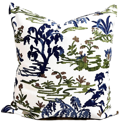 Blue, green & white print