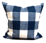 Indoor/outdoor navy blue buffalo check