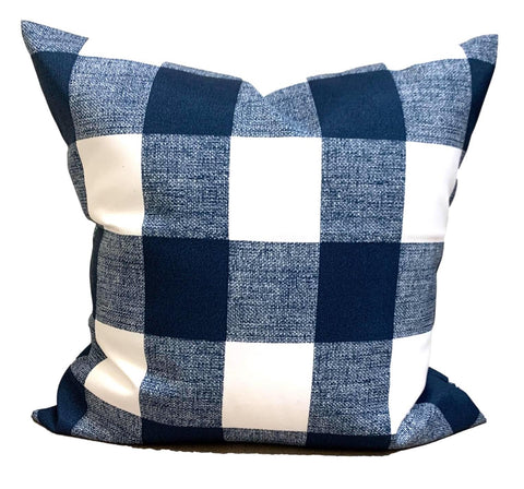 Indoor/outdoor navy blue buffalo check