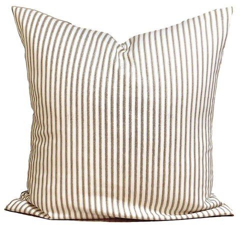 Brown and off-white ticking