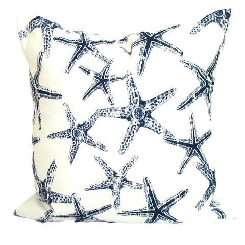 Nautical Throw Pillow Set of 4, Coral Starfish Anchor Stripes Pillows,  Coastal Decor in Blue and White, Pillow Cover Bundle Sale 