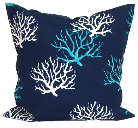 Navy coral throw pillows hotsell