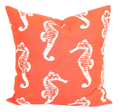 Nautical Pillows. Seahorse Pillow. Coral Pillow. Beach Decor. Throw Pillows. ElemenOPillows, 